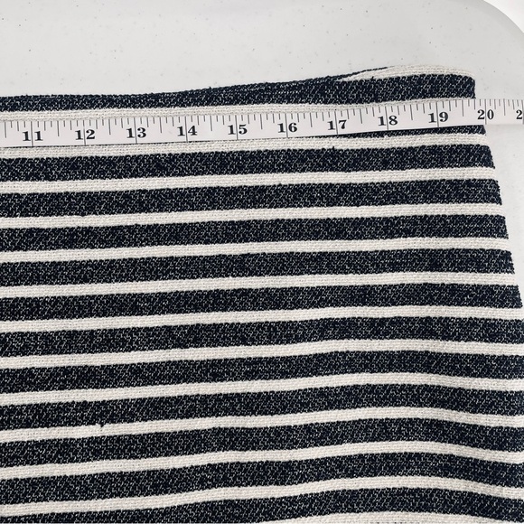 Ann Taylor Cotton Blend Nubby Zip Kick Pleat Lined Soft Black Off White Skirt - Picture 10 of 12